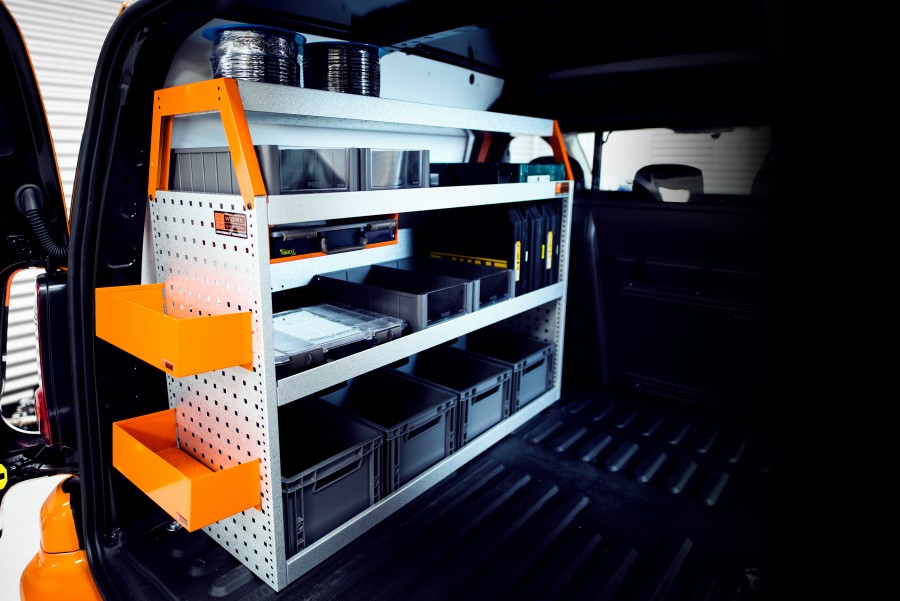 V-BASIC Fahrzeugregal für VW Caddy mit Zubehör