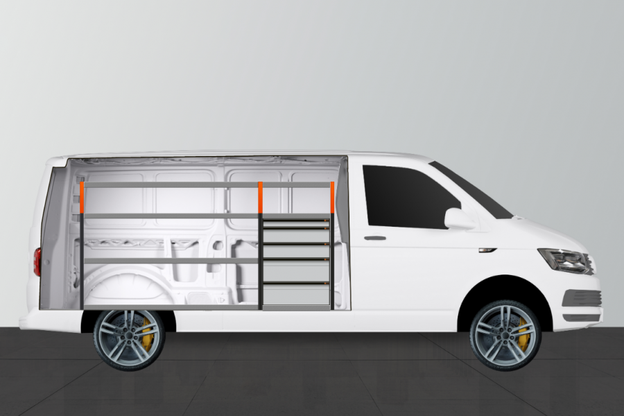 V-PRO Fahrzeugregal VW Transporter T6 (langer Radstand) | Work System