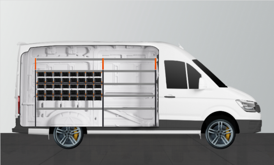 V-Rack Fahrzeugregal für Ford Transit L3H2 | Work System